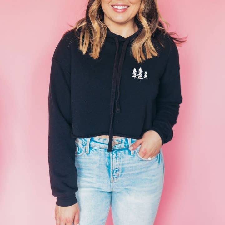 Between the Pines | Cropped Hoodie for wholesale by Mila Nathan