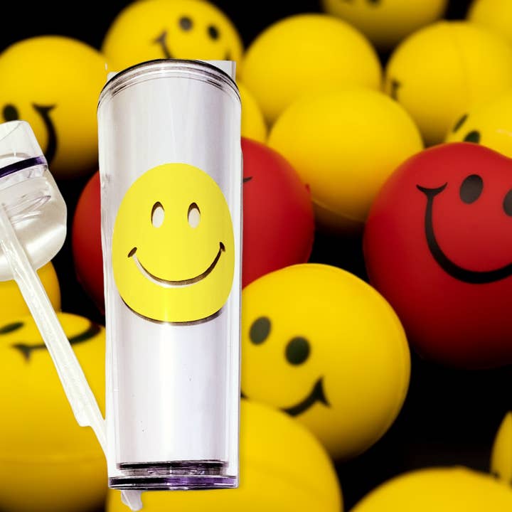 Smiley Face Clear Tumbler drinkware high sell through spring for wholesale by The Candy Collections