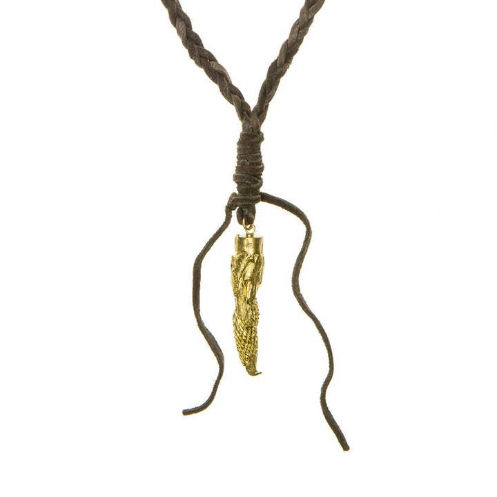 Raven, Bear, and Wolf Claw on Braided Deer Leather necklace for wholesale by Alkemie Jewelry