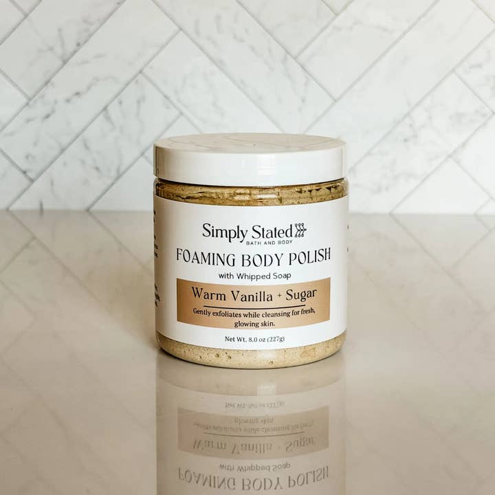 Gommage corporel moussant Warm Vanilla Sugar | Gommage exfoliant pour la vente par Simply Stated Bath & Body