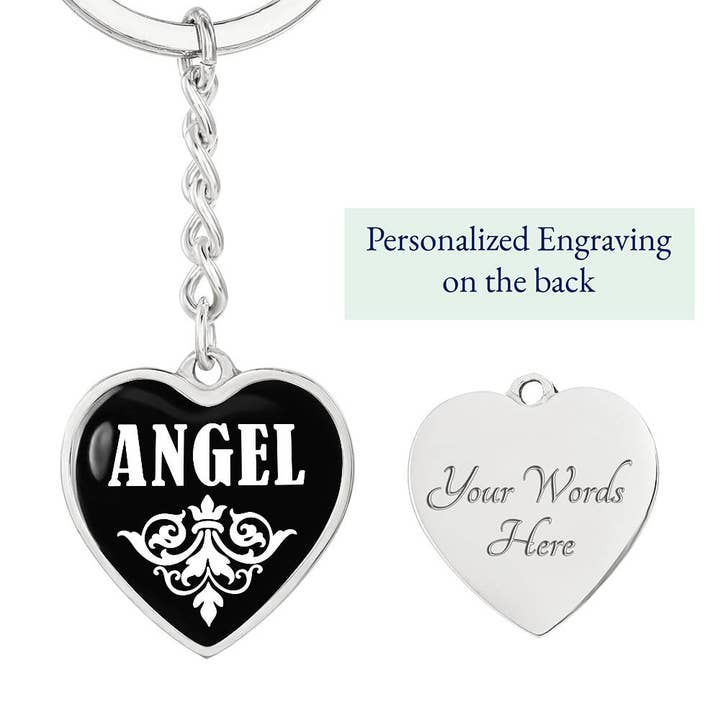 Unique Gifts Store - Wholesale Keychain - Women's - Angel v01w - Heart Pendant Luxury Keychain