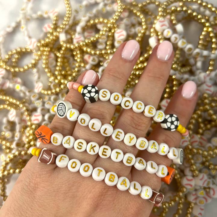 ⚽🏈Sports Word Stretchy Bracelets for wholesale by Kate Tuesday Jewelry