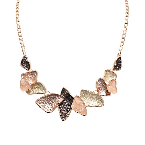 Colar Geométrico com Esmalte e Pedras - SW24100A350 por atacado de AMORINO SRL