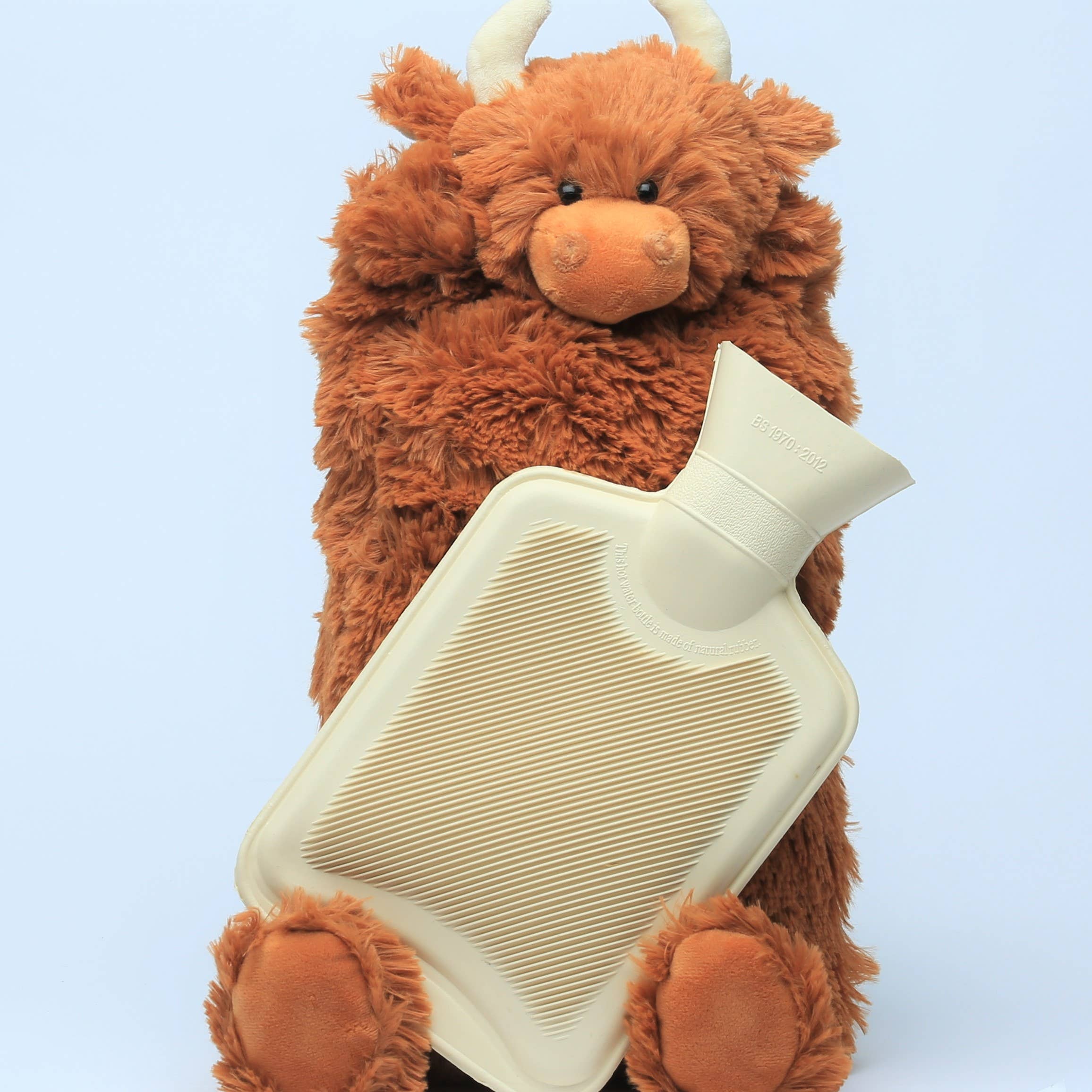 Jomanda Soft Toys & Accessories - Wholesale Hot/Cold Compress - Highland Cow Hot Water Bottle Cover Brown Premium Soft Plush1