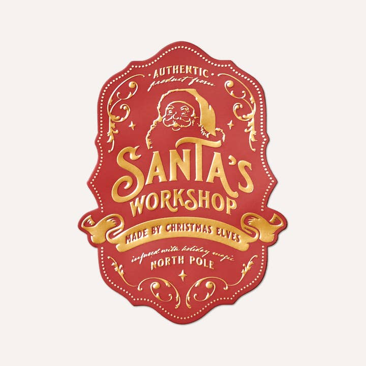Santa's Gift Stickers Premium Red Gold Christmas Label Tags for wholesale by ElfsNook