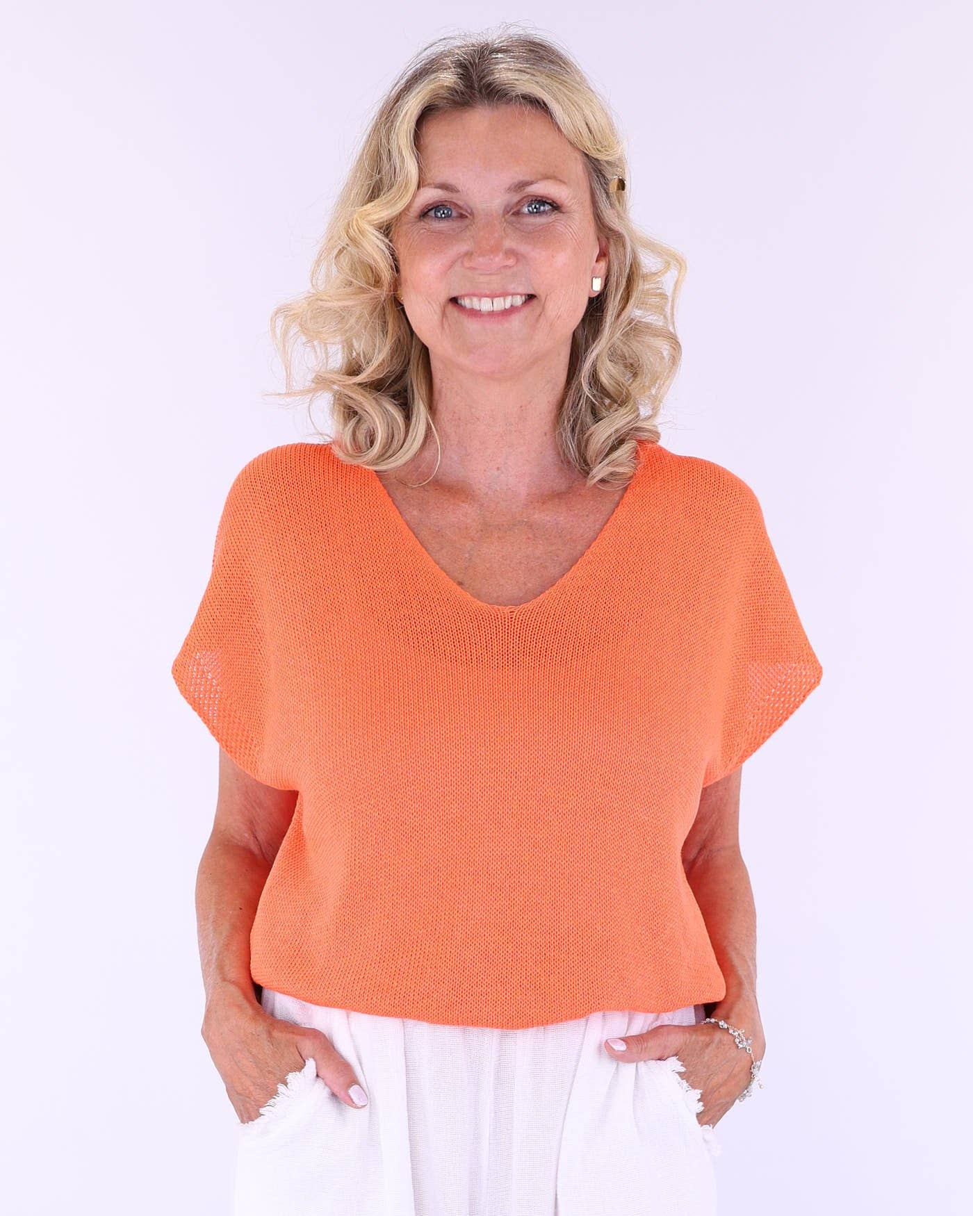 Cadenza Italy Ltd – wholesale Knit top – Women's – Cotton Blend Cap Sleeve T7