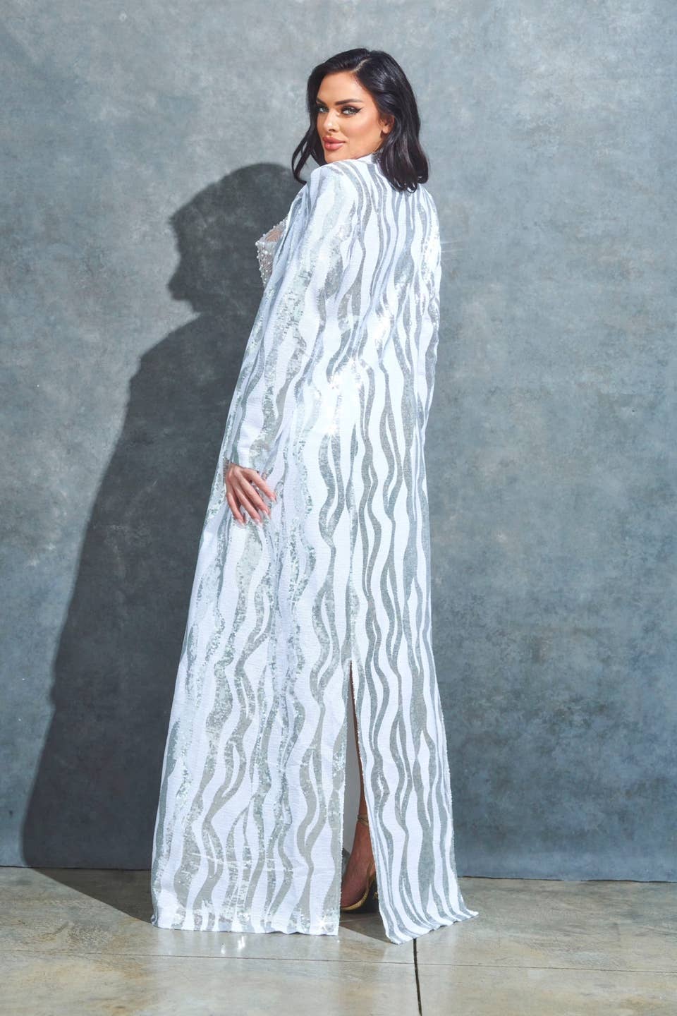 hvid/sølv Jakke med paliet-zebra-print i sølv/hvid for engroshandel på Faire3