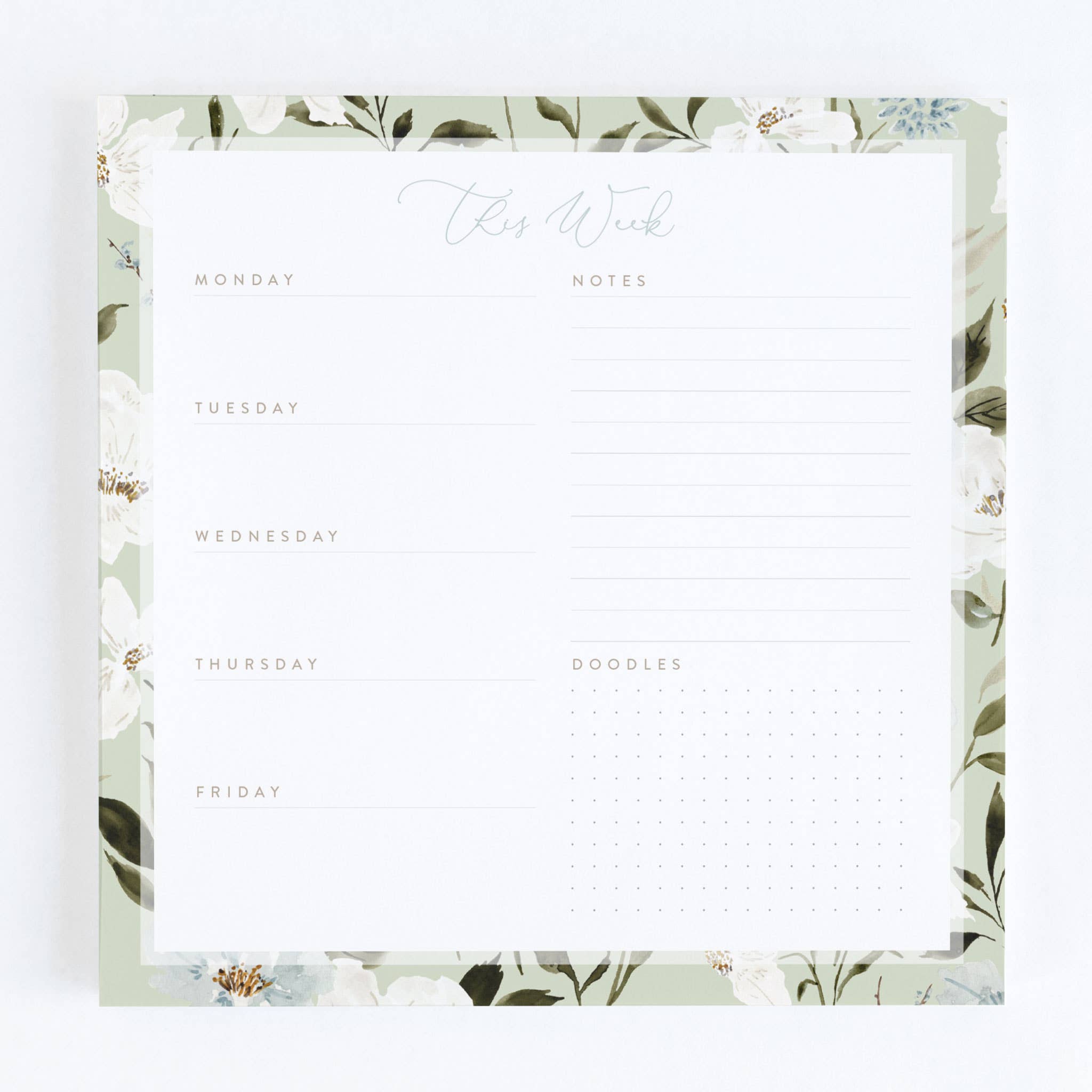 Beth Schneider Designs, LLC - Vente Blocs-notes - Bloc-notes hebdomadaire Tranquility Floral2
