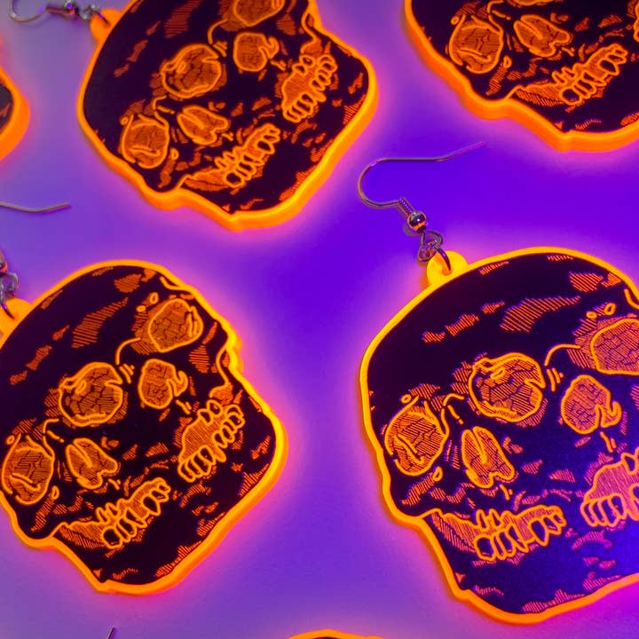 Spooky Doodle Club - Wholesale Dangle Earrings - Conjoined Skull Earrings - Spooky Halloween Jewelry1