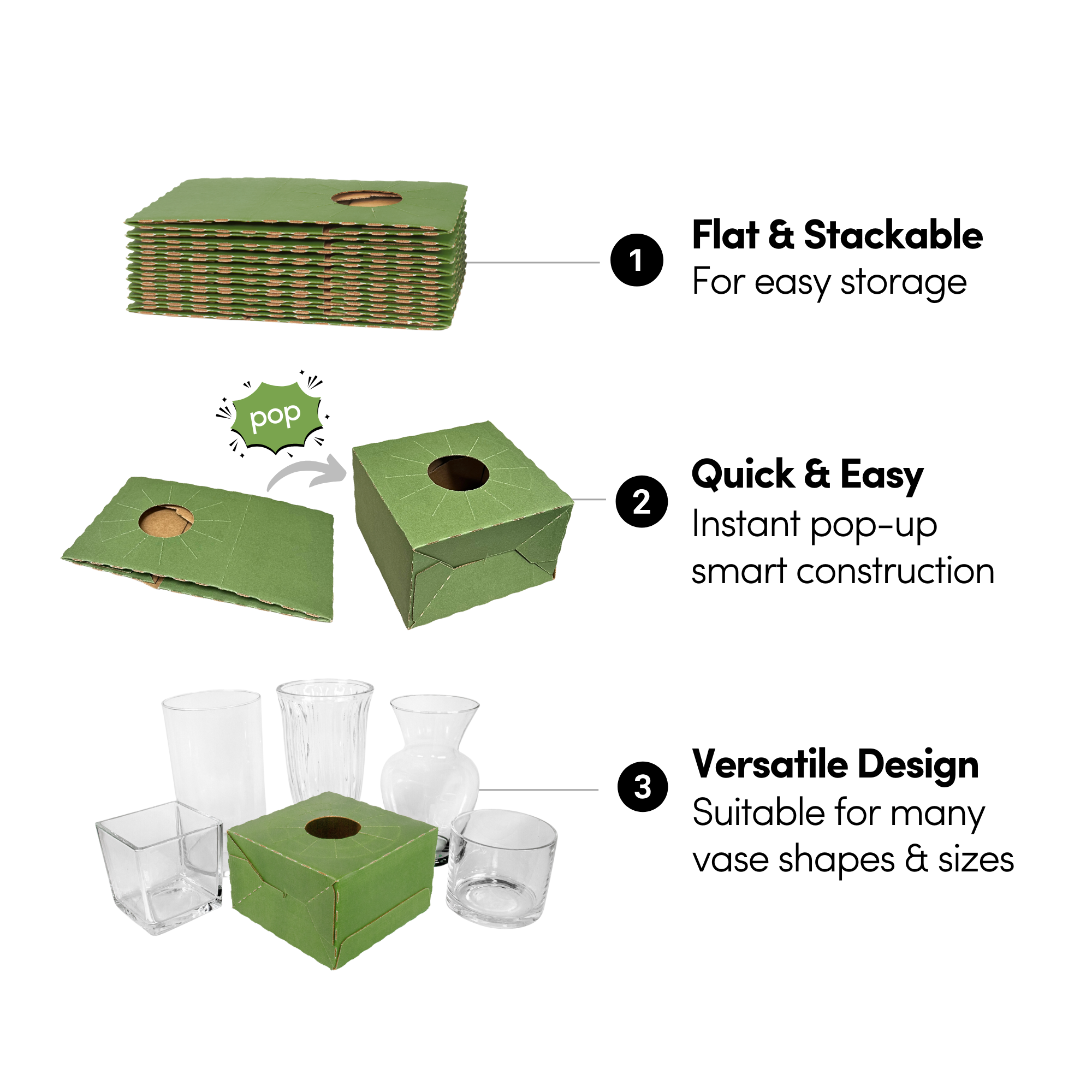 Jacobson - Wholesale Gift Box - 50PK - 8"L Pop Up Floral Delivery Box for Vase Transport4