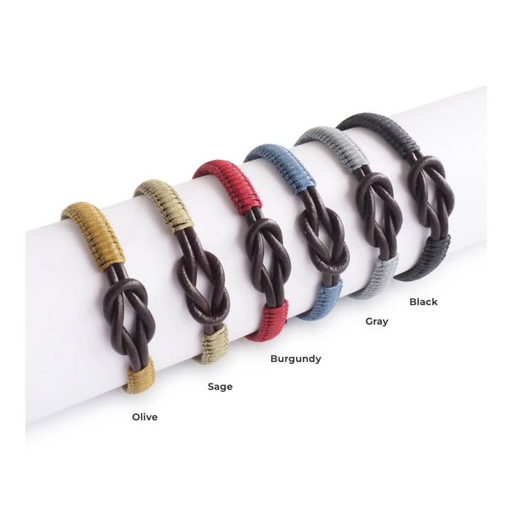 Makarla - Handmade Colombian Jewelry - Wholesale Woven/Braided Bracelet - Men's Infinity Knot Leather Bracelet | Gift for Men |