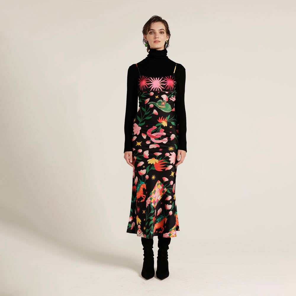 Love, Bonfire the Label - Wholesale Dress - Women's - Wildhorse Saloon Western Print Black Slip Dress6