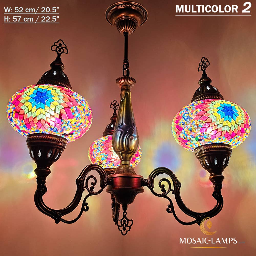 Mosaic Lamps – Candeeiro/lâmpada suspensa por atacado – Mosaico 3 Globo Feito à Mão Turco Marroquino Árabe Oriental Boh10