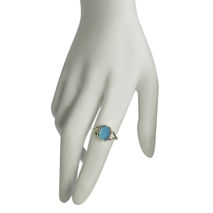 Amberman - Wholesale Single Stone/Solitaire Ring - Blue Chalcedony Stone Sterling Silver Ring