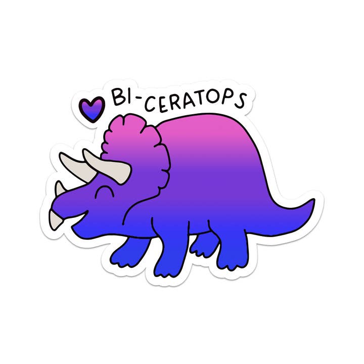 Bi-ceratops Pride Dinosaur Vinyl Sticker for wholesale by Mouthy Broad
