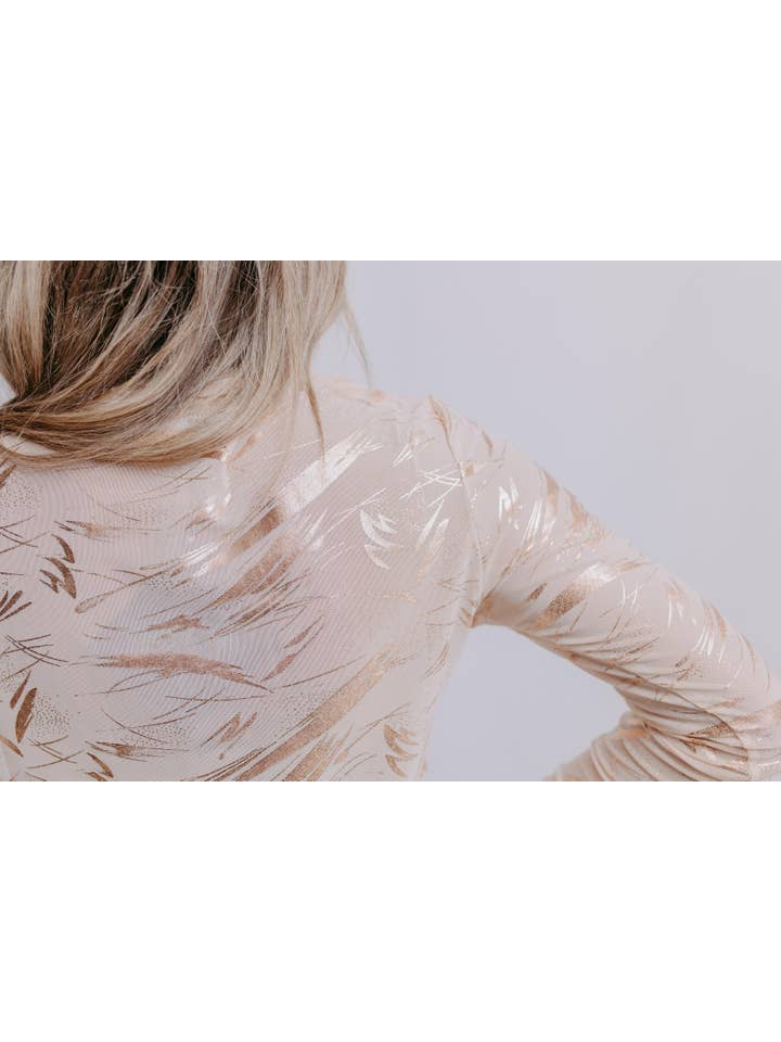 Neutral MK458 Gold Paint Mesh Top for wholesale on Faire