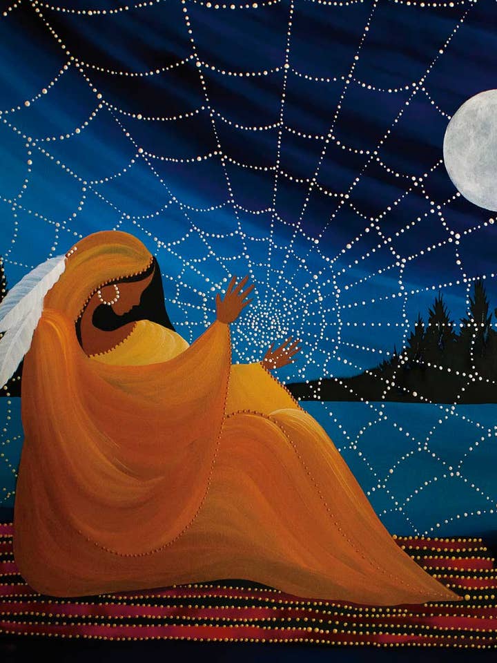 Weaves The Web by Artist Betty Albert Art Print for wholesale by Indigenous Puzzles and Art