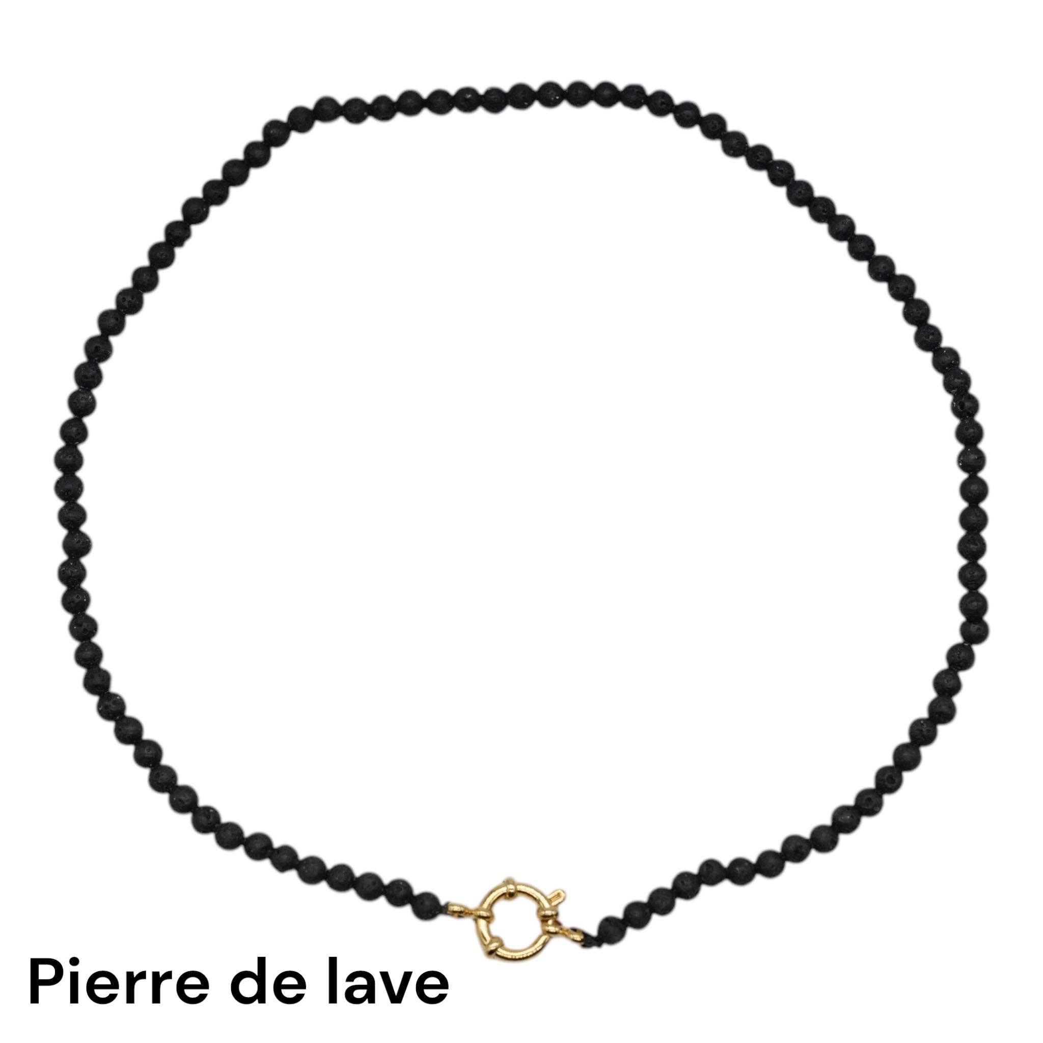 Foliesbijoux - Wholesale Beaded/Pearl Necklace - 43 cm 4 mm necklace with gold-plated stainless steel buoy clasp (20 stones available)8