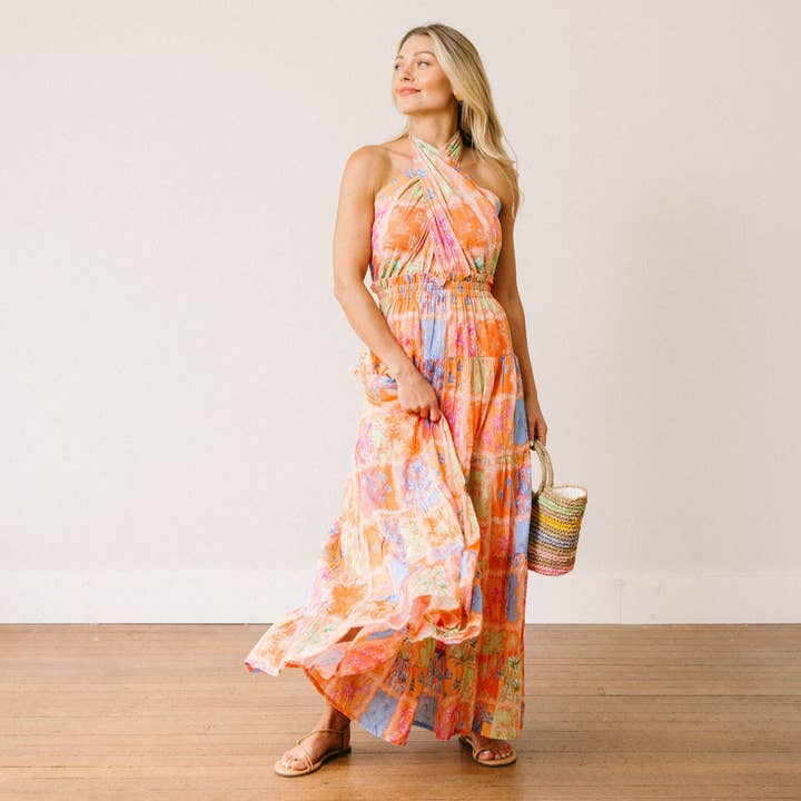 Patchwork Palm Capri Dress for wholesale by Sunshine Tienda