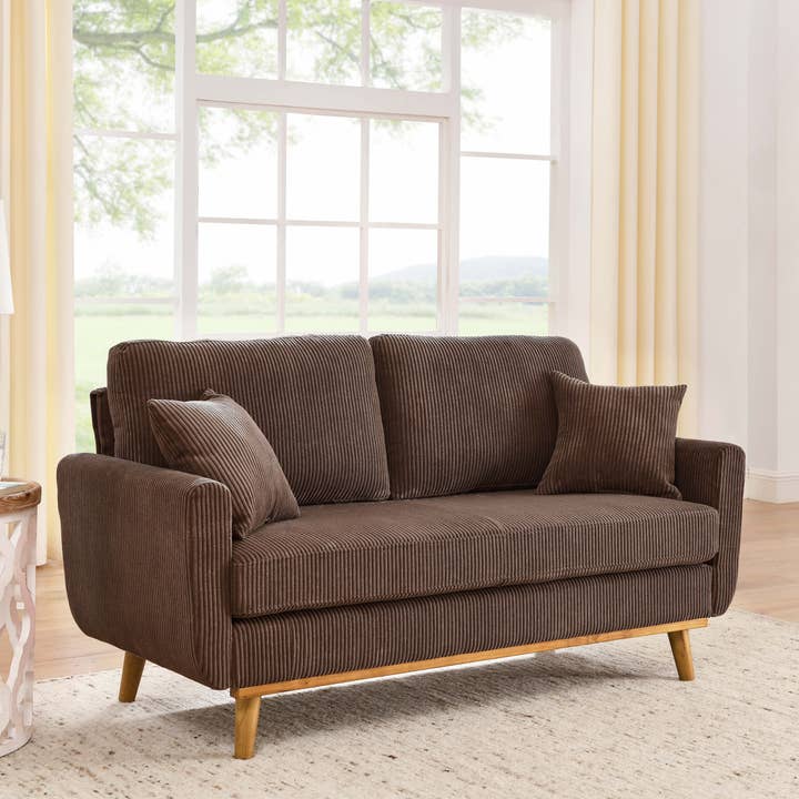 39F Inc. - Wholesale Sofa - Asher Mid-Century Corduroy Sofa, 5-Color, 2-Seat4