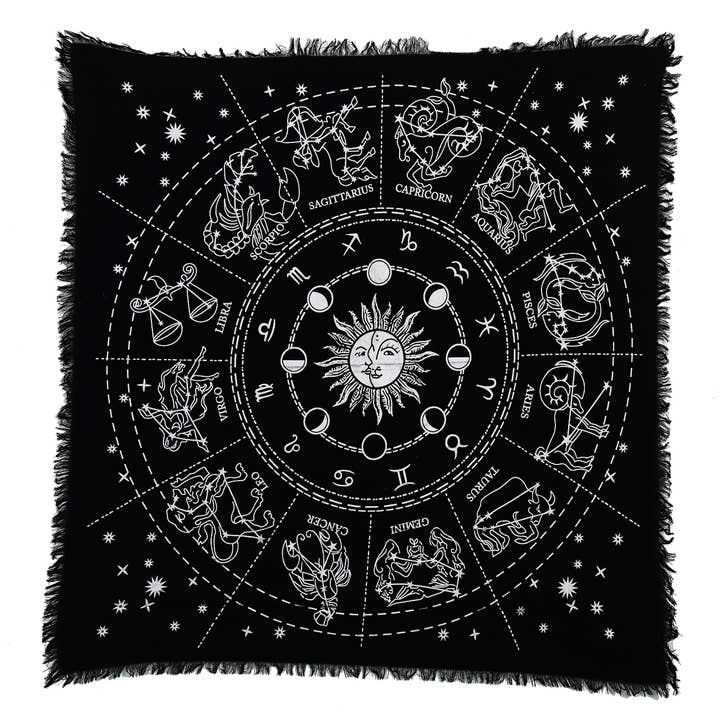 Lungta Imports - Wholesale Tapestry/Textile - Alter Tarot Spiritual Horoscope Altar Cloth – Zodiac Tarot