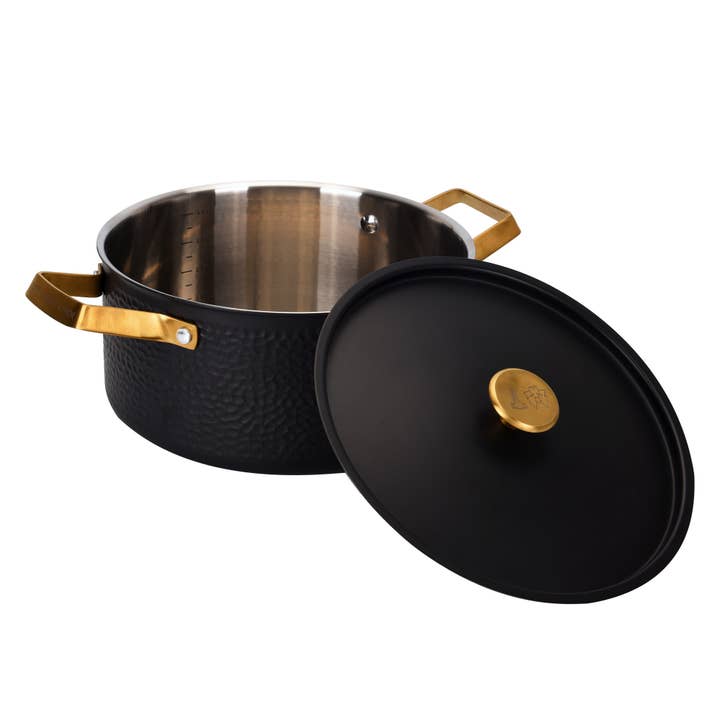 Vargen & Thor - Wholesale Cooking Pot - MIO Pot – 4 L, Matte black with brass details. ARVET-series5