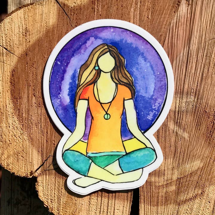 Yogi Meditation Sticker for wholesale by Holly Sage Art