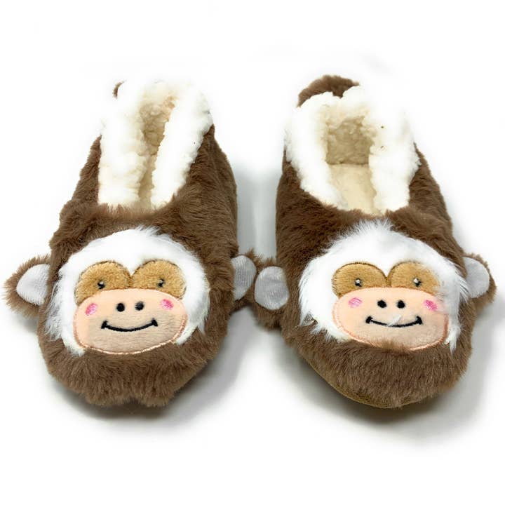 Let's Monkey | Kid's Funny Fluffy House Slippers for wholesale by Oooh Yeah/Sock It Up/Oooh Geez Slippers