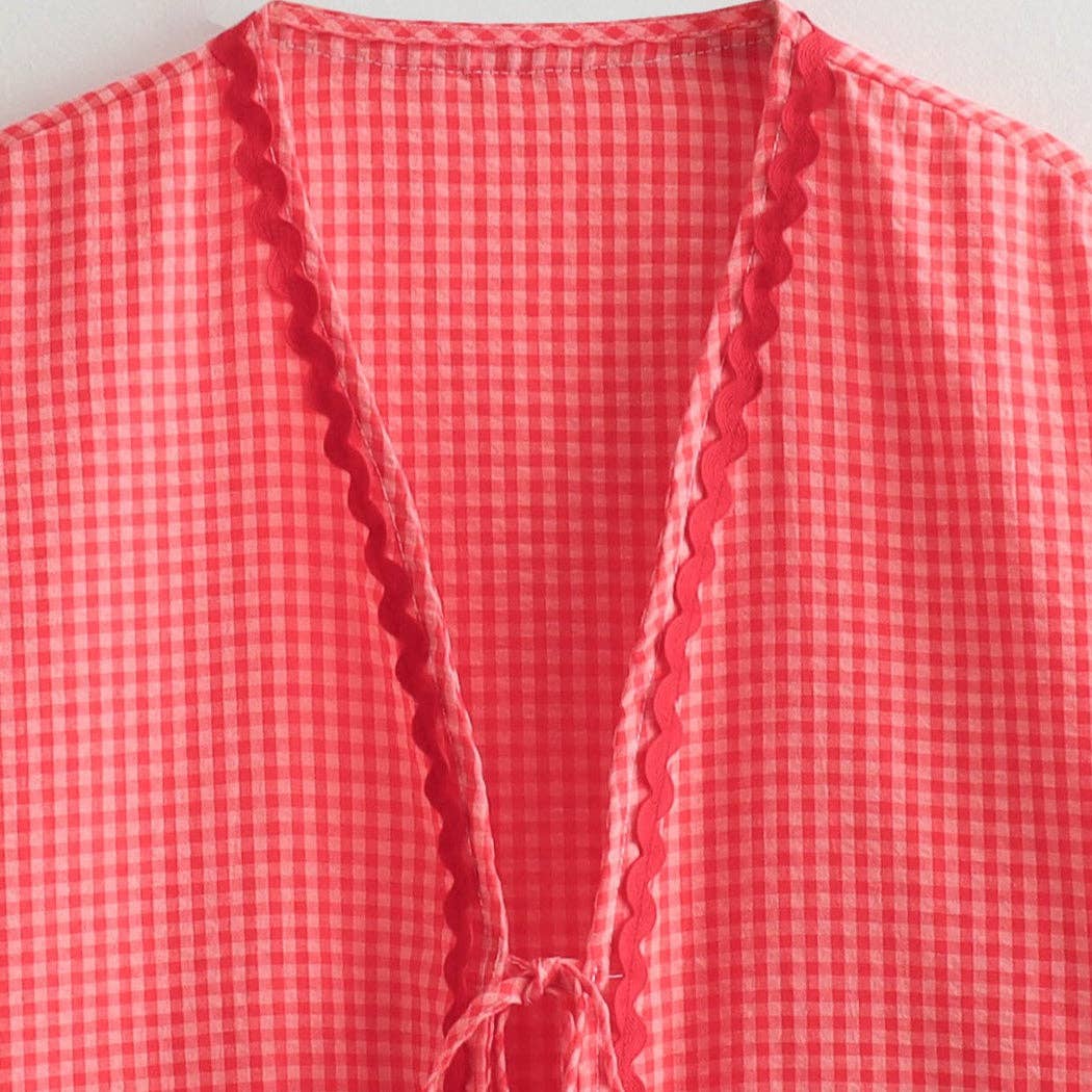 Funkyrel® Atzbranding Limited – Großhandel Strickjacke – Damen – Crosa - Übergroße karierte Love-Strickjacke - Luftige Sommer-Überwurf7