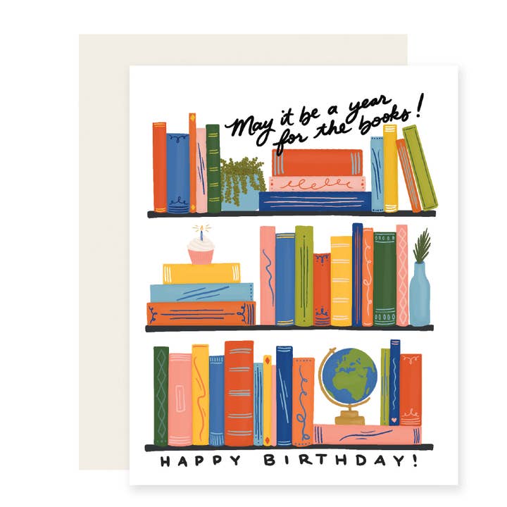 For The Books | Book-lover Shelfie Birthday Card for wholesale by Slightly Stationery
