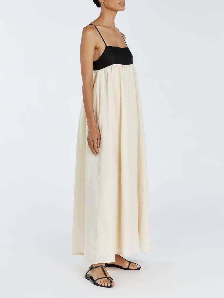 Beige Cotton Minimalism Spaghetti straps maxi dress for wholesale on Faire24