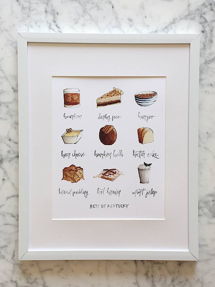 Best of Kentucky Foods and Drinks Art Print for wholesale by Navy Leaf Co.