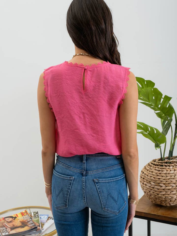 Blu Pepper - Wholesale Blouse - Women's - SLEEVELESS LACE EDGE WOVEN TOP17