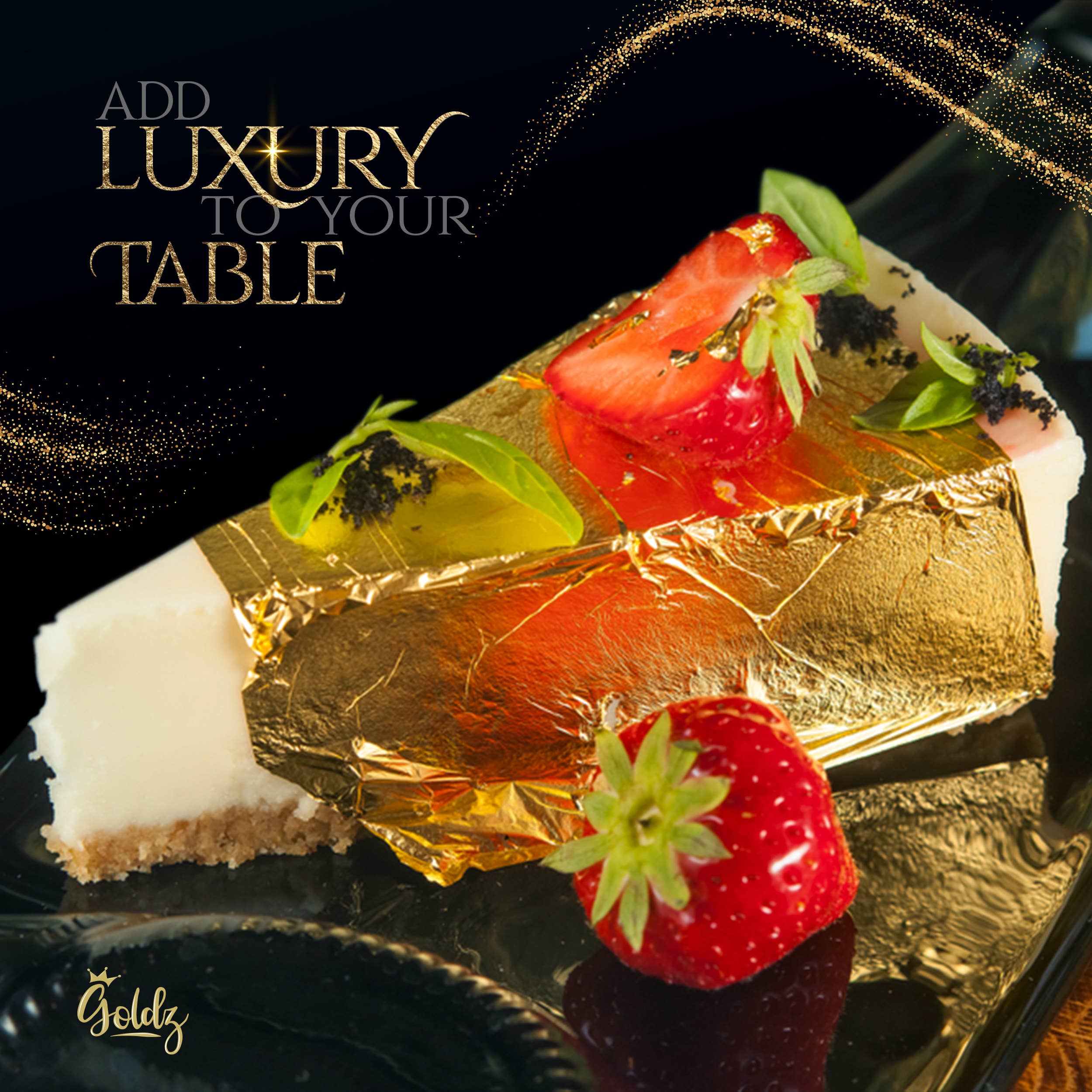 goldz - Vendita all'ingrosso Kit decorazione torte - goldz: fogli grandi di oro commestibile 24 carati 10 cm x 10 cm2