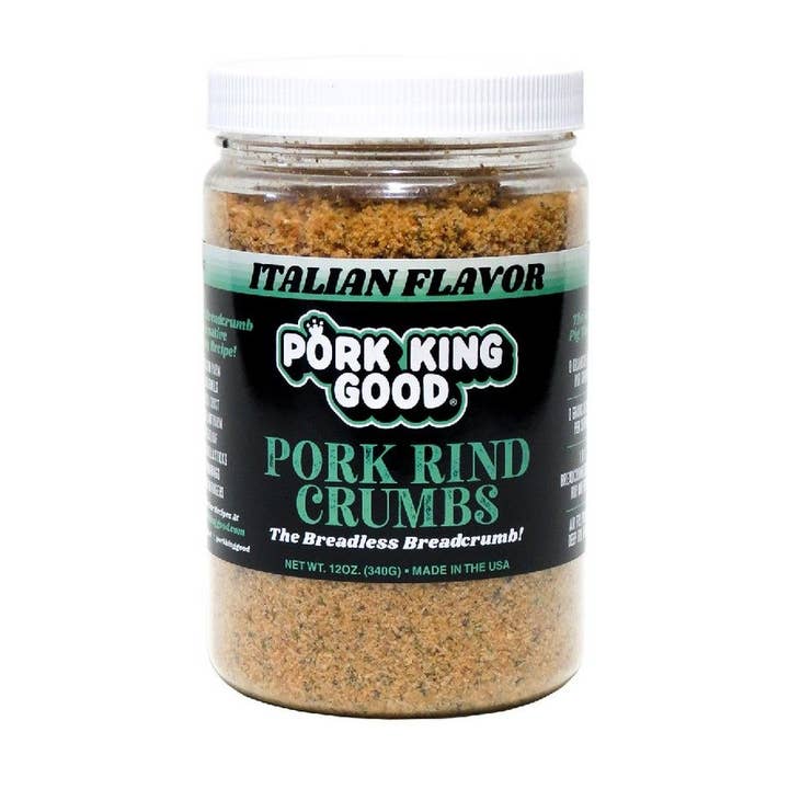 Pork King Good Italian Style Pork Rinds Crumbs 12oz Jar for wholesale by Pork King Good