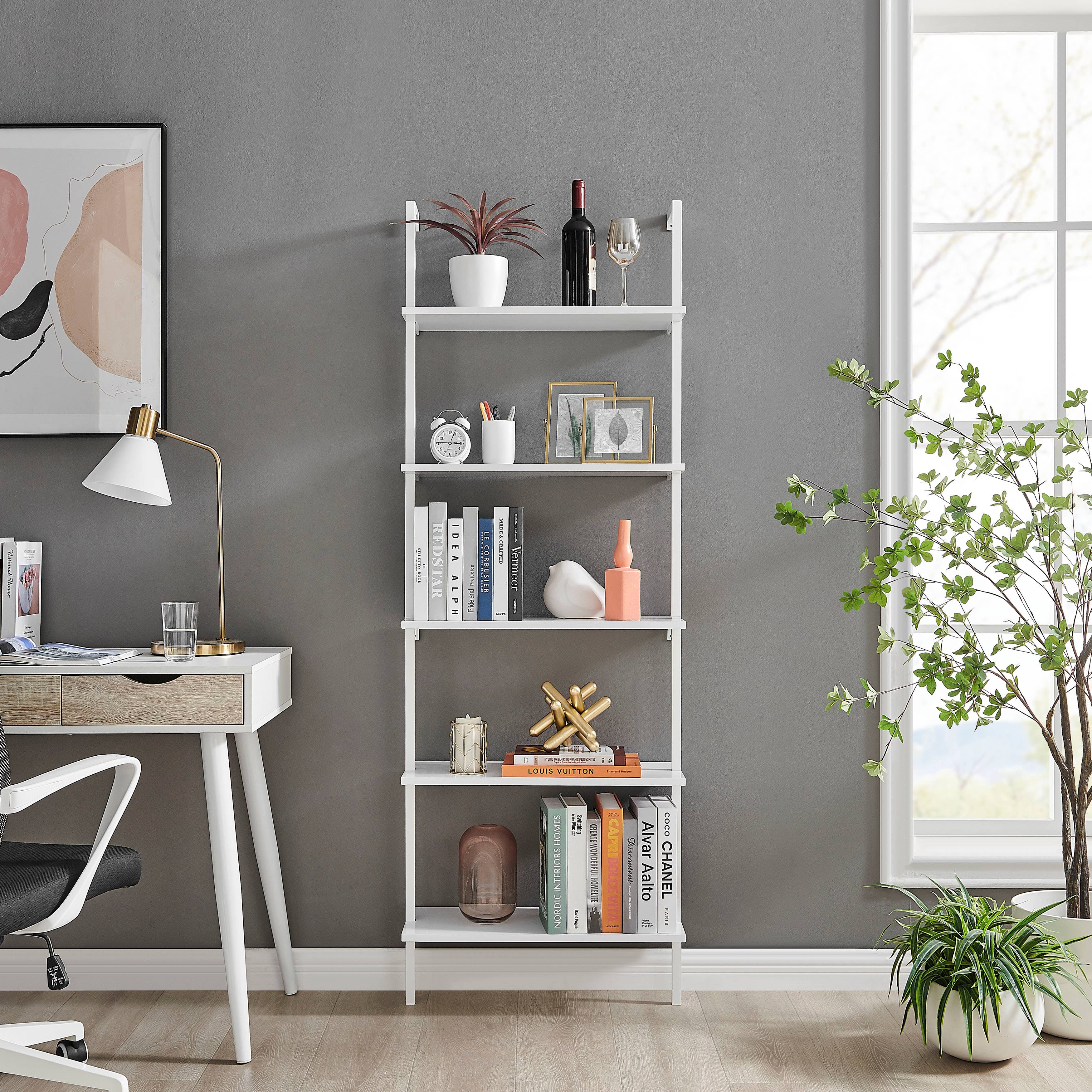 Danya B - Vendita all'ingrosso Mensole da parete - Danya B Everett Scaffale a Parete Moderno a Scala Aperta a 5 Ripiani4