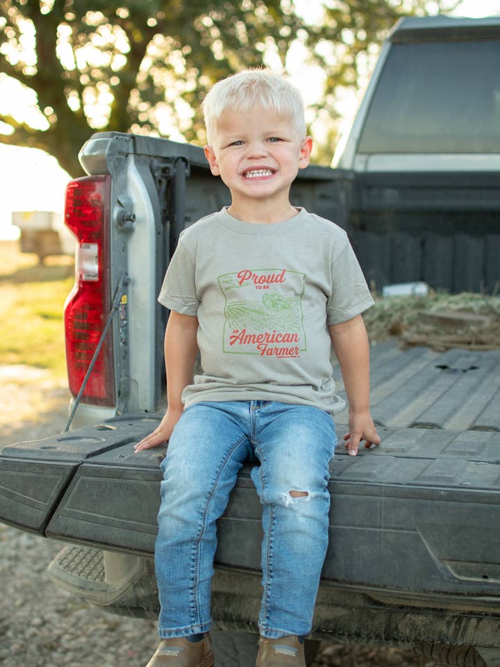 Graphic Western 'Proud American Farmer’ -Toddler/Youth Tees for wholesale by American Farm Company