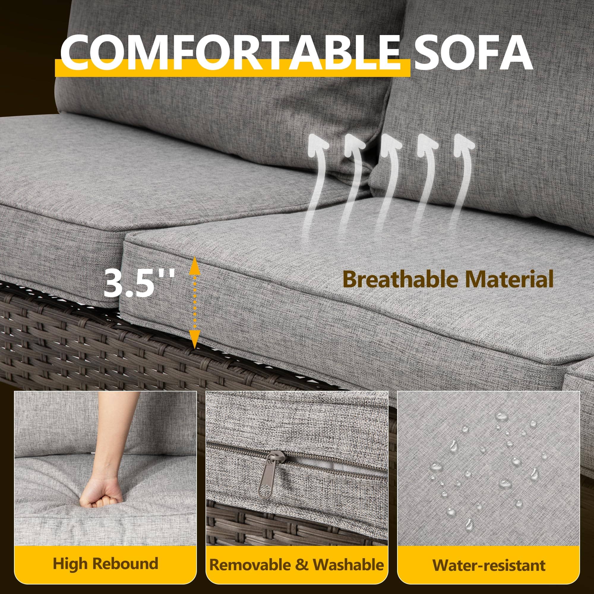 Heynemo - Wholesale Patio Set - 7PCS Rattan Patio Conversation Set with Swivel Chair6