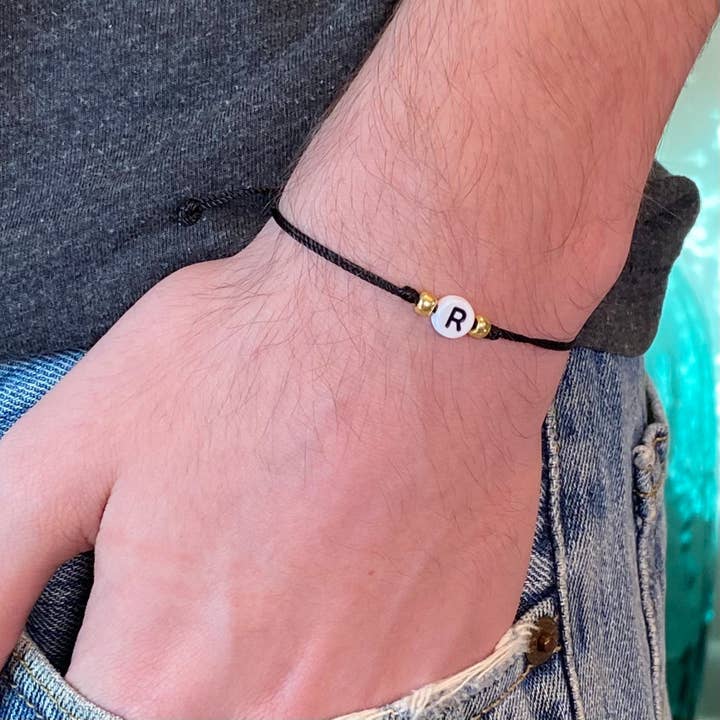 Intial Bracelet Men, Custom Letter Bracelet, Couples Bracelet, Personalized Gift For Boyfriend Bracelet, String Bracelet, Matching Bracelet for wholesale by Melina Almonte Couture