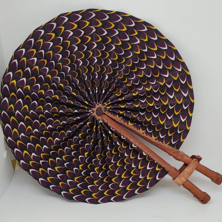 World Peaces - Wholesale Handheld Folding Fan - African Wax Print Fan, Handmade in Ghana15