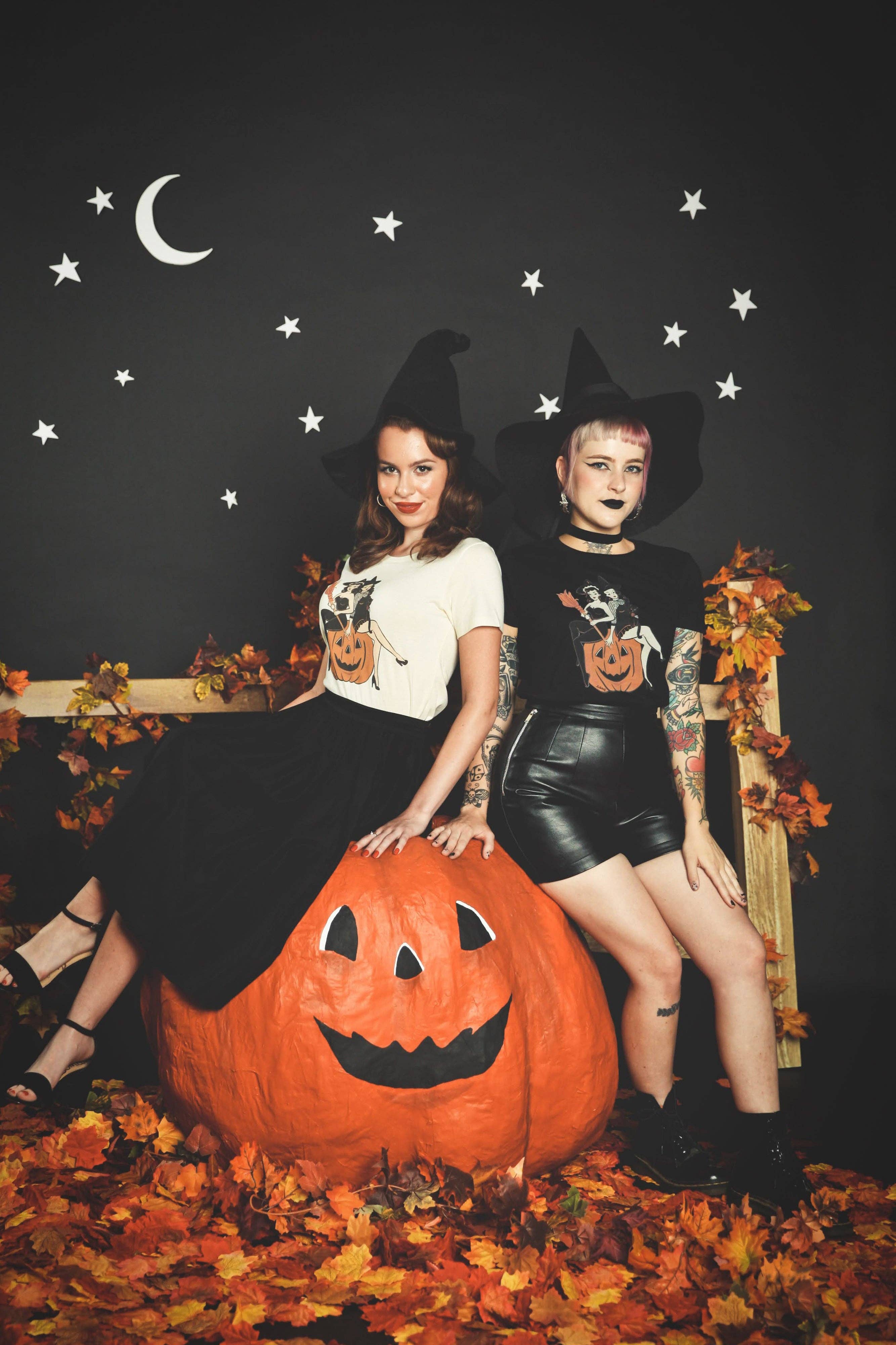 Mischief Made - Wholesale Screen Printed T-Shirt - Women's - Witch Sisters Fitted Tee in Ivory2