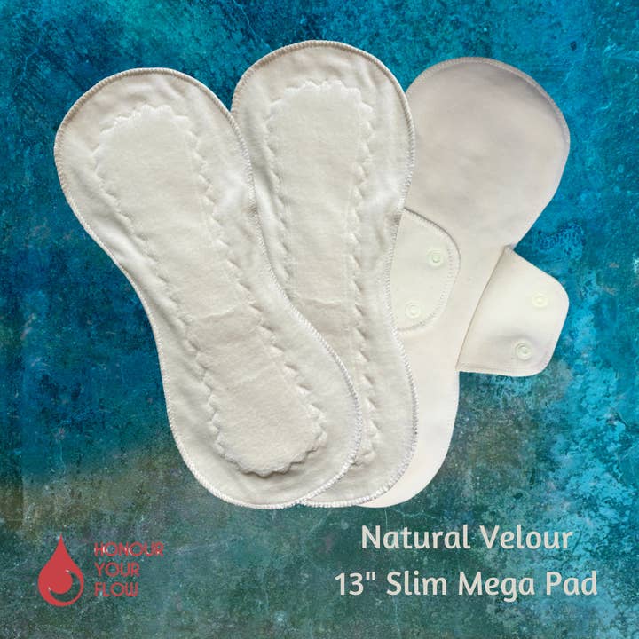 Honour Your Flow - Wholesale Menstrual Pad/Liner - Slim Mega - Reusable Sanitary Period Pads in Organic Cotton