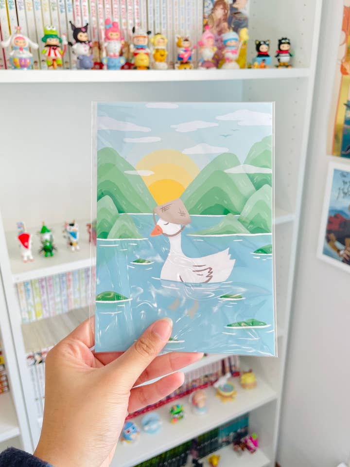 Cute Duck Mini Art Print for wholesale by Artsyvushop