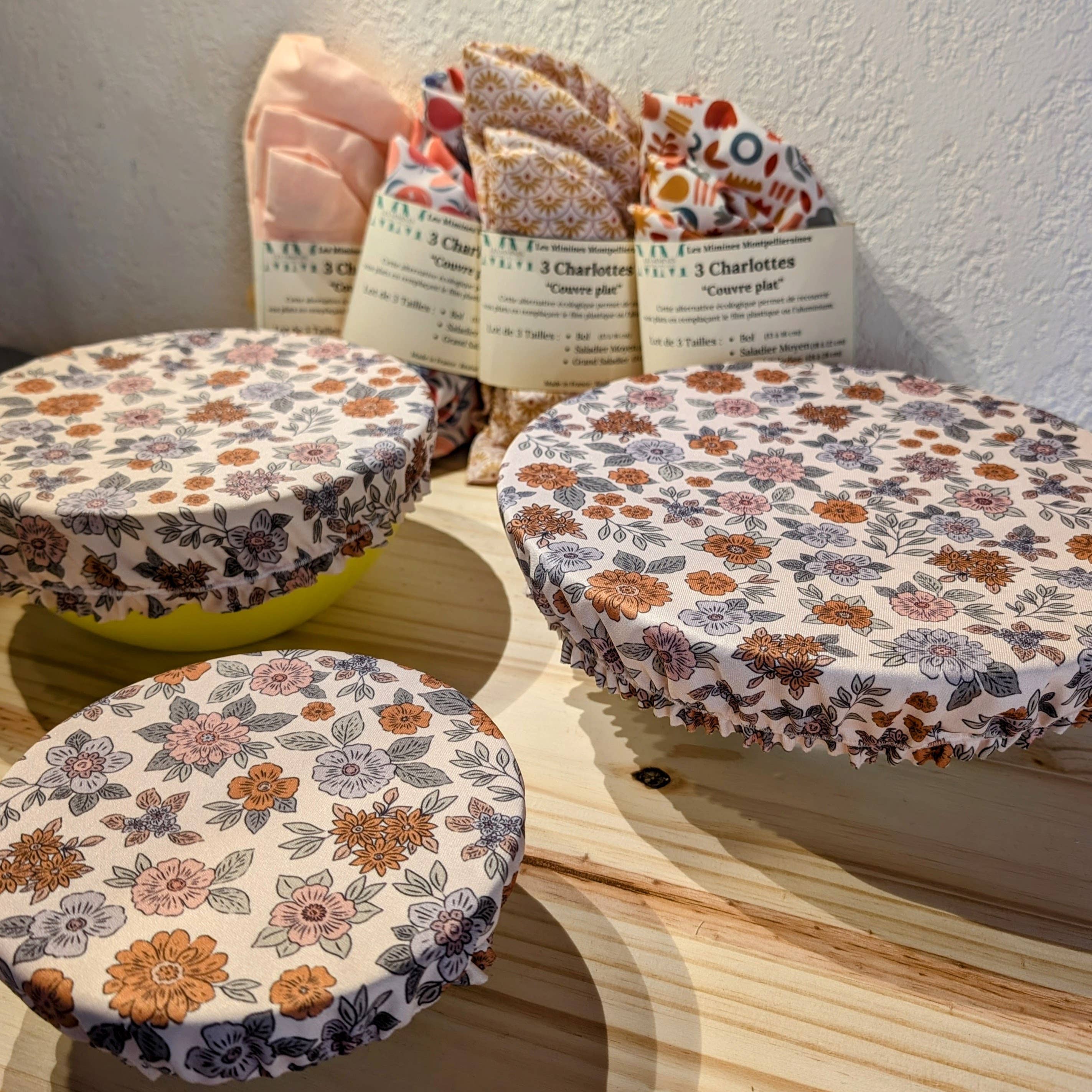 Les Mimines Montpellieraines - Wholesale Food Storage Wrap/Bag - Set of 3 Flat Bowl Covers, Washable and Reusable4