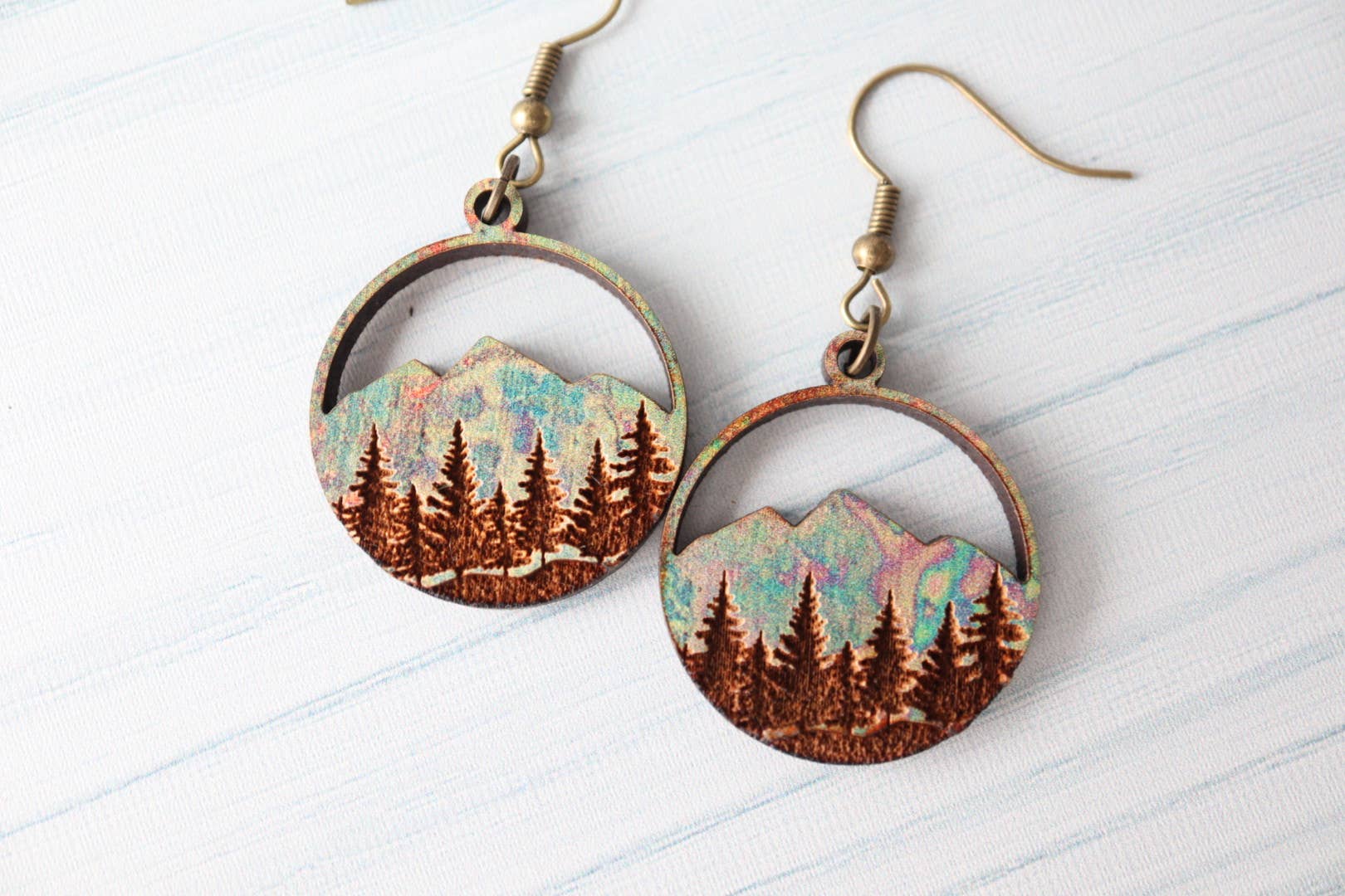 Nine Mile Creative - Wholesale Dangle Earrings - Weathered Mountains Wood Dangle Earrings3