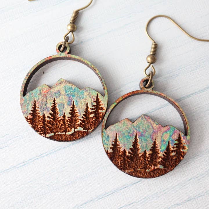 Nine Mile Creative - Wholesale Dangle Earrings - Weathered Mountains Wood Dangle Earrings3