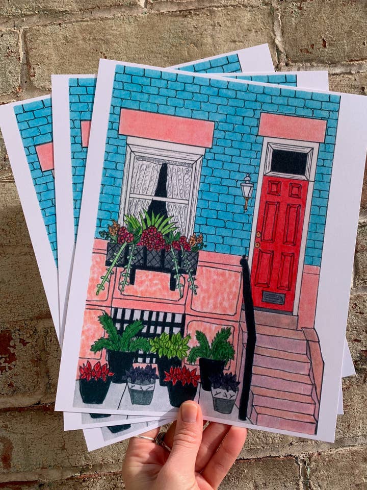 Blue Brick Stoop 8x10 Print for wholesale by ArtByAlicia