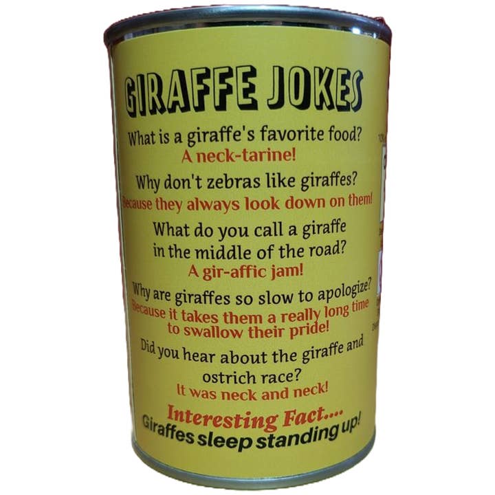 Canned Gifts - Wholesale Stuffed/Plush Toy - Kids & Baby - Patches the Canned Giraffe - Stuffed Animal Plush w/Jokes4