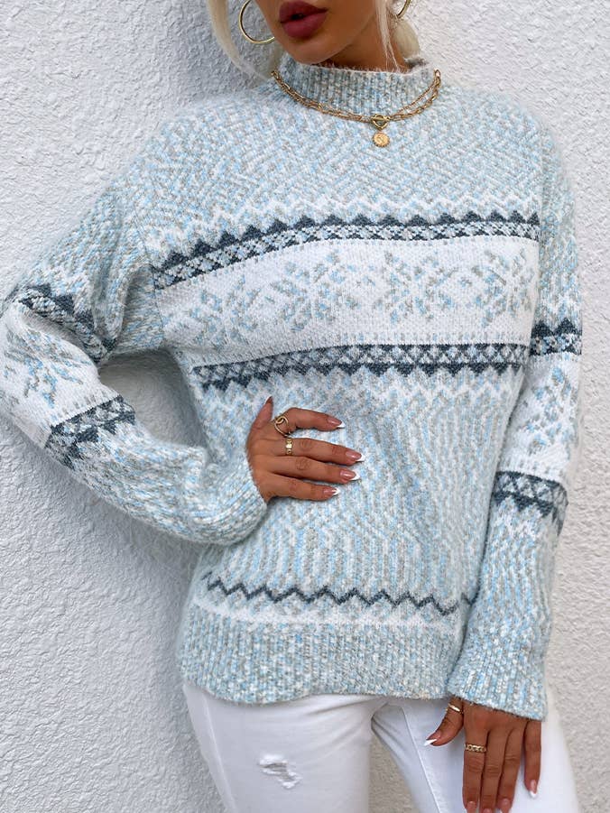 Half Turtleneck Snowflake Sweater for wholesale by HIDDENBRAND