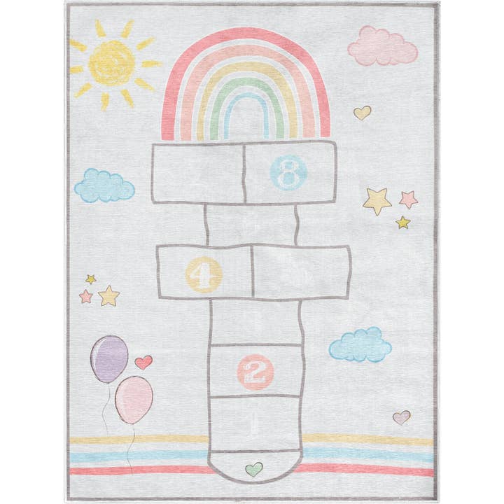 Well Woven - Wholesale Area Rug - Kids & Baby - Hopscotch Modern Multi Grey Kids Flat-Weave Rug